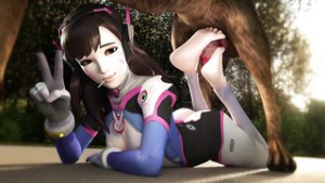 D.va Dog Footjob - ﻿3D animation on Crohasit