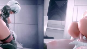 [EXGA] 2B/2P Riding (Split Screen) - Nier Automata animation on Crohasit