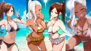 Kaho Eira & Torotoro Kishika Go To The Beach - 100Kanojo animation on Crohasit