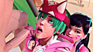Kiriko And D.va At The Beach [White][Red404][4K] - ﻿3D animation on Crohasit