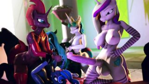 Luna Celestia Chrysalis and Tempest Shadow with Cadance – BlackJR - My Little Pony Friendship is Magic animation on Crohasit
