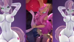 MLP Red-Pink-Blue-Black-Orange tits HMV v2 - ﻿3D animation on Crohasit