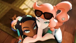 Nessa and Sonia challenge the champ! (Loop) - ﻿3D animation on Crohasit