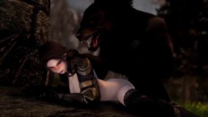 Skyrim – Serana Meets A Werewolf - ﻿3D animation on Crohasit