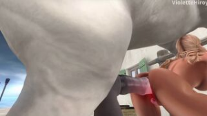 Slutty rider gets busy with her horse - ﻿3D animation on Crohasit