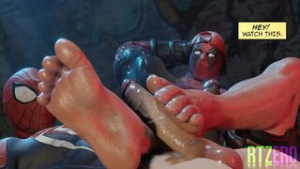 Spideypool Backstreet Footjob - Deadpool animation on Crohasit
