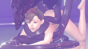 Tentacle monster and maiden - ﻿3D animation on Crohasit