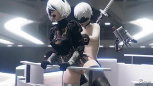 Yorha 2B Against The Elevator [Bewyx] - ﻿3D animation on Crohasit