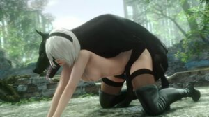 Yorha and brother dog - ﻿3D animation on Crohasit