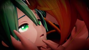 Yuri Vocaloids French Kissing 2 - ﻿3D animation on Crohasit