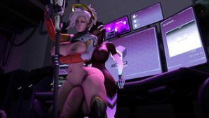 futa mercy/futa sombra inflation - Overwatch animation on Crohasit