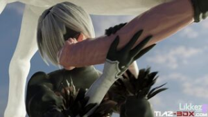 2B plays with her horse - ﻿3D animation on Crohasit