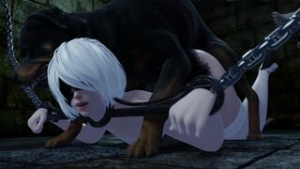 2b trapped and used by dog - ﻿3D animation on Crohasit