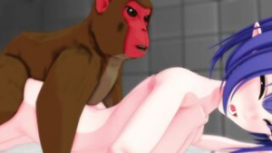 Blue Archive – Oki Aoi being raped by monkey - blue archive animation on Crohasit