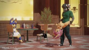 Cat twins at the cafe - ﻿3D animation on Crohasit