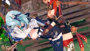 Eula x Amber Training Time ;D - ﻿3D animation on Crohasit