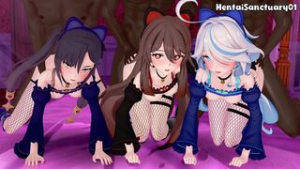 Furina, Hu Tao & Mona Interracial Gangbang Orgy – Genshin Impact - Genshin Impact animation on Crohasit