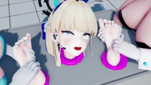 Girl Stuck in Box has her Feet Tickled - blue archive animation on Crohasit