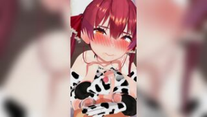 Houshou Marin Cow Bikini Boobjob & Blowjob - ﻿3D animation on Crohasit