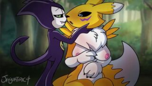 Impmon and Renamon - Digimon animation on Crohasit
