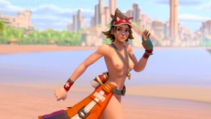 Kiriko’s day at the beach via Lifeguard, Part 1. [Dzooworks] - Overwatch animation on Crohasit
