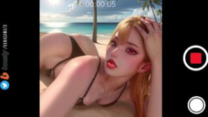Marin relaxes on the beach - AI Content animation on Crohasit