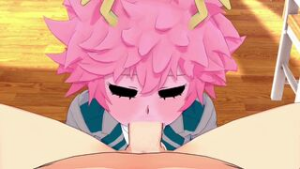 Mina Ashido gives a sneaky blowjob in Class - ﻿3D animation on Crohasit