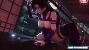 Psylocke catches an enemy ninja (black) [Baron Von Meowsberg] - Marvel animation on Crohasit