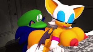 Rouge and Sonic using Luigi hat - ﻿3D animation on Crohasit