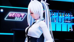 Shiromi Iori at the NEON Bar - blue archive animation on Crohasit