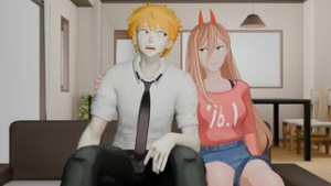 Threesome With A Friend And Her Maid Preview - chainsaw man animation on Crohasit
