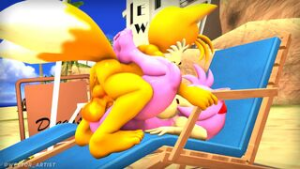 Tails and Amy have sex on the beach – [Wector] - ﻿3D animation on Crohasit