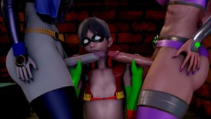 [Teen Titans] Futas Raven and StarFire Fucks Robin In Ass - ﻿3D animation on Crohasit
