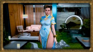 Thick enticing Chun Li poses solo in a revealing dress without panties - ﻿3D animation on Crohasit